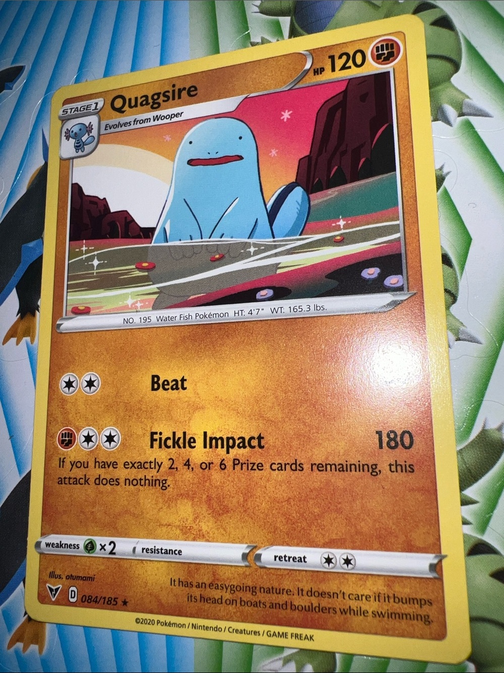 Pokemon Quagsire Card - Yellow & Blue Artwork